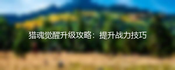 猎魂觉醒升级攻略提升战力技巧