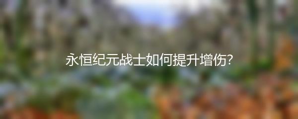 永恒纪元战士如何提升增伤