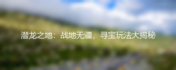 潜龙之地战地无疆 寻宝玩法大揭秘