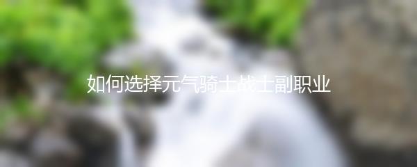 如何选择元气骑士战士副职业