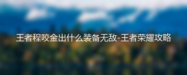 王者程咬金出什么装备无敌 王者荣耀攻略