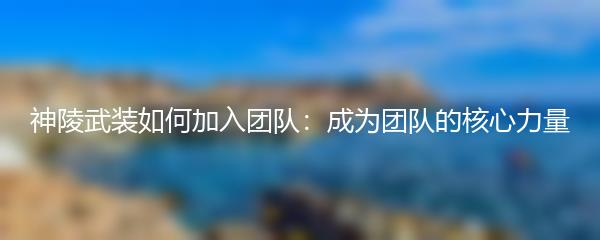 神陵武装如何加入团队 成为团队的核心力量