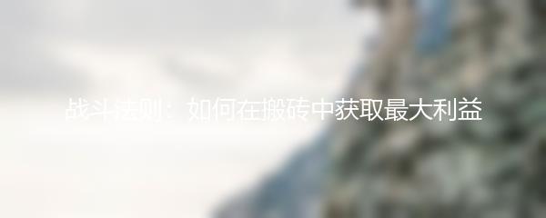 战斗法则如何在搬砖中获取最大利益