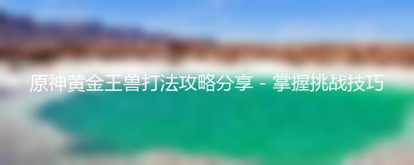 原神黄金王兽打法攻略分享 掌握挑战技巧