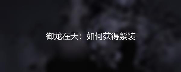 御龙在天如何获得紫装 御龙在天获得紫装介绍