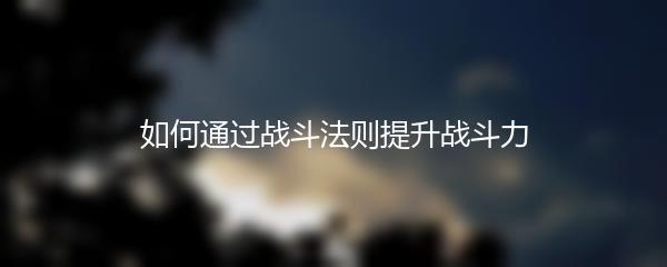 如何通过战斗法则提升战斗力