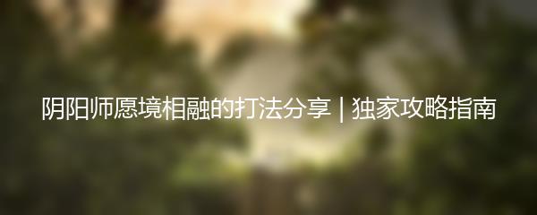 阴阳师愿境相融的打法分享 | 独家攻略指南