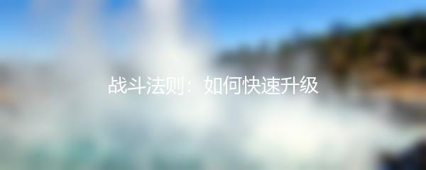 战斗法则：如何快速升级
