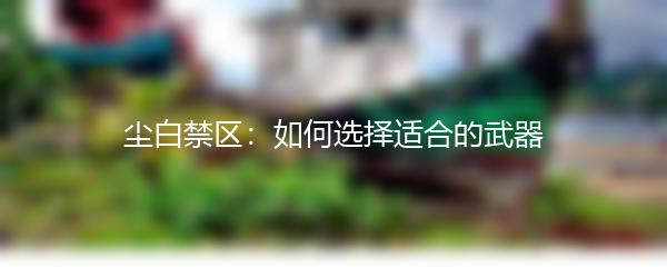 尘白禁区：如何选择适合的武器