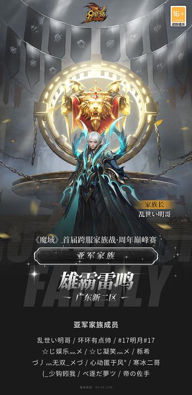 恭喜圣域-天使家族荣耀捧杯！魔域首届家族战周年巅峰赛成功落幕