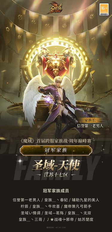 恭喜圣域-天使家族荣耀捧杯！魔域首届家族战周年巅峰赛成功落幕