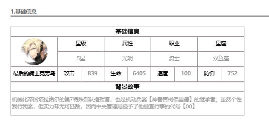 第七史诗最后的骑士克劳乌介绍