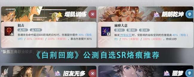 白荆回廊公测自选SR烙痕推荐