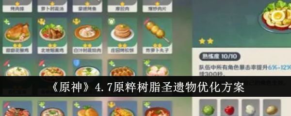 原神4.7原粹树脂圣遗物优化方案