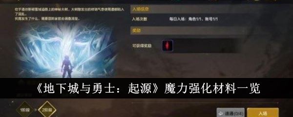 地下城与勇士：起源魔力强化材料一览